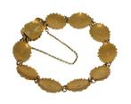 Antieke bootjes granaten 14k gouden dames armband 19e eeuws, Goud, Met edelsteen, Armband, Ophalen of Verzenden