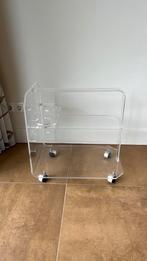 Vintage plexiglazen drankentafeltje trolley, Huis en Inrichting, Tafels | Sidetables, Ophalen, 50 tot 100 cm, Zo goed als nieuw