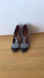 Spannse schoenen met blokhak in blauw wit in maat 40, Blauw, Ophalen of Verzenden, Zo goed als nieuw, TakkaBrakka