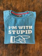 sweater - I’m with stupid - S - grappig , Ophalen of Verzenden, Zo goed als nieuw, Blauw