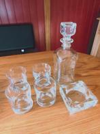 Whisky set, karaf, 4 tumblers en asbakje, Antiek en Kunst, Antiek | Glas en Kristal, Ophalen of Verzenden