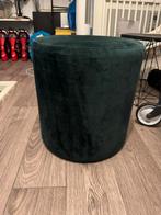 Groene velvet poef kwantum, Minder dan 50 cm, Rond, Ophalen of Verzenden, Zo goed als nieuw