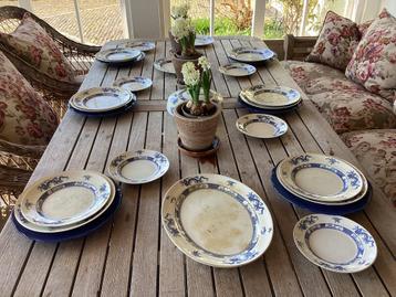 Antiek blauw/wit engels draken servies 22 delig van Lawleys beschikbaar voor biedingen
