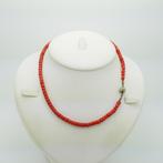 Bloedkoraal collier met zilveren slot JKa, Verzenden, Zilver, Ketting, Met edelsteen