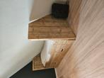 Steigerhoutenbed schuindak, 85 tot 100 cm, Ophalen of Verzenden, Zo goed als nieuw, Matras