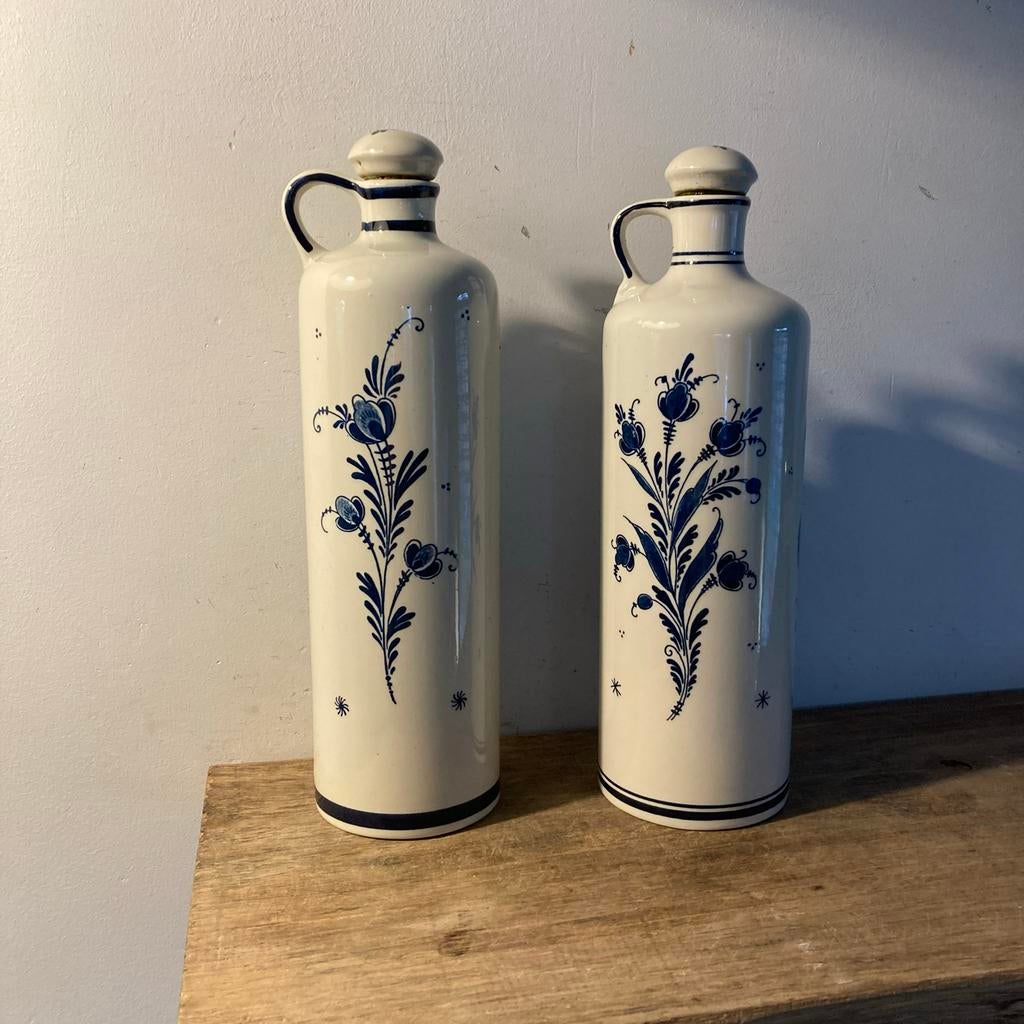 2 Vintage Delfts Blauwe Jenever Kruiken - 28 cm, Antiek en Kunst, Curiosa en Brocante, Ophalen of Verzenden