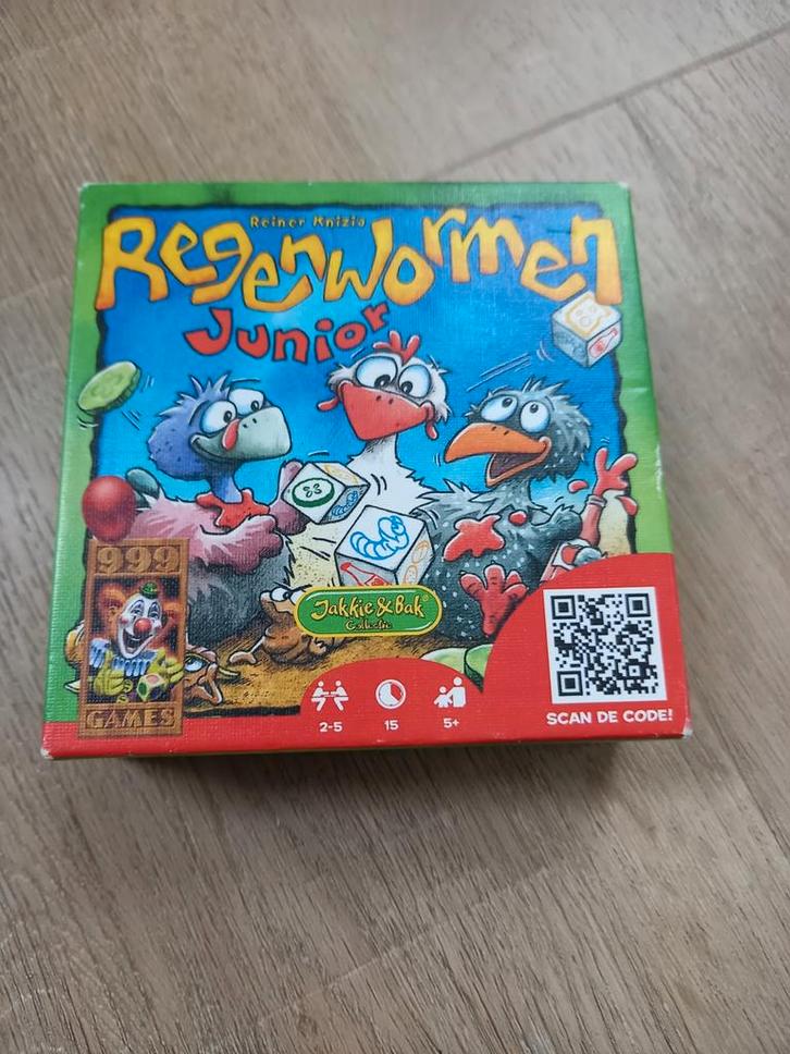Regenwormen Junior spel - Leuk dobbelspel voor kinderen!, Hobby en Vrije tijd, Gezelschapsspellen | Bordspellen, Gebruikt, Drie of vier spelers
