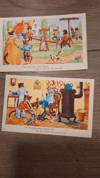 Poezen kaarten humor tekening rijmpje ongelopen, Ophalen of Verzenden, 1940 tot 1960, Ongelopen, Overige thema's
