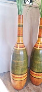Mooie houten ! siervazen in warme kleur 1 plus 1 gratis, Huis en Inrichting, Woonaccessoires | Vazen, Ophalen, Overige materialen