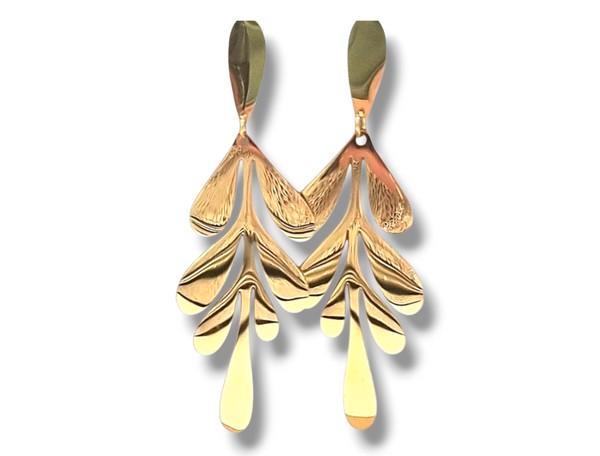 Gouden Blad Oorbellen - Luclo Arts #39, Sieraden, Tassen en Uiterlijk, Oorbellen, Nieuw, Knopjes of Stekers, Overige materialen