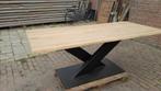 Stoere Industriële Eettafel Massief  Eiken, Ophalen of Verzenden, Zo goed als nieuw