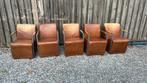 5 of 6 x industriële Leren Goossens eetkamer stoelen, Huis en Inrichting, Stoelen, Ophalen, Gebruikt, Leer, Vijf, Zes of meer stoelen