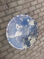Zwart metalen bijzettafel met glazen blad, Ophalen, Gebruikt, Rond