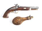 schijf duelleer pistool percussie 19mm rond 1850 kruithoorn, Verzamelen, Ophalen of Verzenden, Landmacht, Overige gebieden, Overige typen