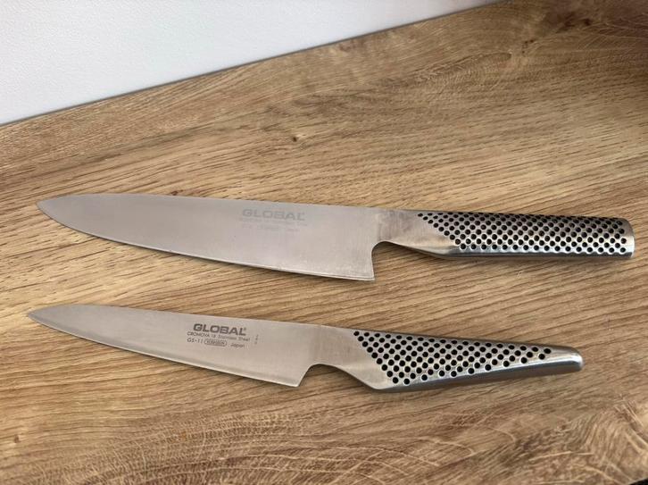 Global messen GS-11 fileermes +  G-2 koksmes, Huis en Inrichting, Keuken | Bestek, Zo goed als nieuw, Rvs of Chroom, Ophalen of Verzenden
