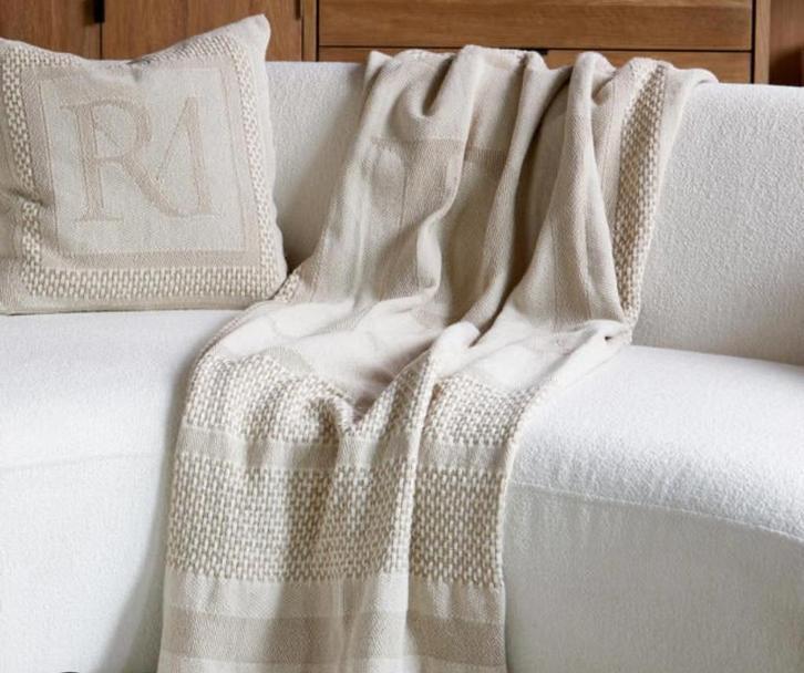 Riviera Maison Plaid + Kussens - Nieuw!, Huis en Inrichting, Woonaccessoires | Kussens, Nieuw, Beige, Vierkant, Ophalen of Verzenden