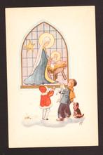 Kerkraam met Maria en Jezus, met kinderen voor het raam, Verzenden, 1960 tot 1980, Ongelopen, Kinderen