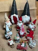 Kerst tafelversiering kerstmannen steen/stof/plastic 12 st., Ophalen of Verzenden, Gebruikt