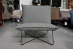 Luxe fauteuil EARL Jess design metaal stof grijs lounge, 75 tot 100 cm, Metaal, Zo goed als nieuw, Ophalen