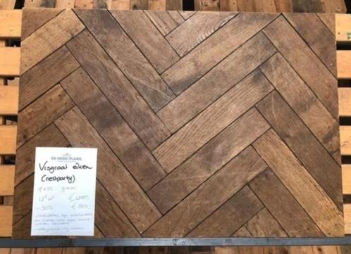 Visgraat eiken 12,5 m2, Doe-het-zelf en Verbouw, Vloerdelen en Plavuizen, Zo goed als nieuw, Parket, Hout, Minder dan 50 cm, Minder dan 10 cm