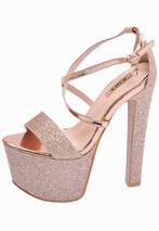 Highheels, pumps, plateau, hoge hakken, glitter, Ophalen of Verzenden, Nieuw, Zwart