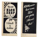 2 Advertenties Was met KLOK ZEEP 1949, Overige typen, Zo goed als nieuw, Verzenden