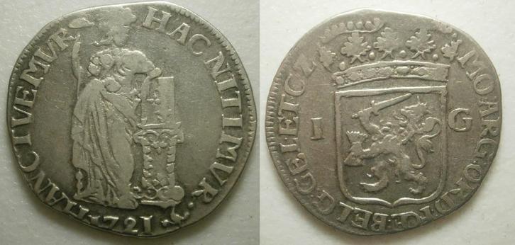 PD70298 Gelderland Gulden zilver 1721  -S-, Postzegels en Munten, Munten | Nederland, Losse munt, 1 gulden, Vóór koninkrijk, Zilver