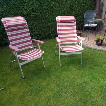 2 Crespo Relax Campingstoelen met Hoofdkussen beschikbaar voor biedingen