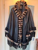 Luxe zwart leren poncho/cape – maat L, Ophalen of Verzenden, Zo goed als nieuw
