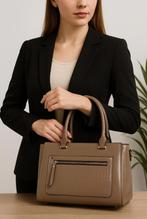Mihella Croco Elegance Handtas – Taupe, Ophalen of Verzenden, Nieuw, Beige, Handtas