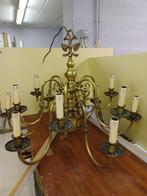 Zware koperen luchter, Huis en Inrichting, Lampen | Kroonluchters, Ophalen, Gebruikt, Metaal, Klassiek