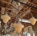 Art Deco of Gispen lamp met glazen gemarmerde kegel bollen, Antiek en Kunst, Antiek | Lampen, Ophalen