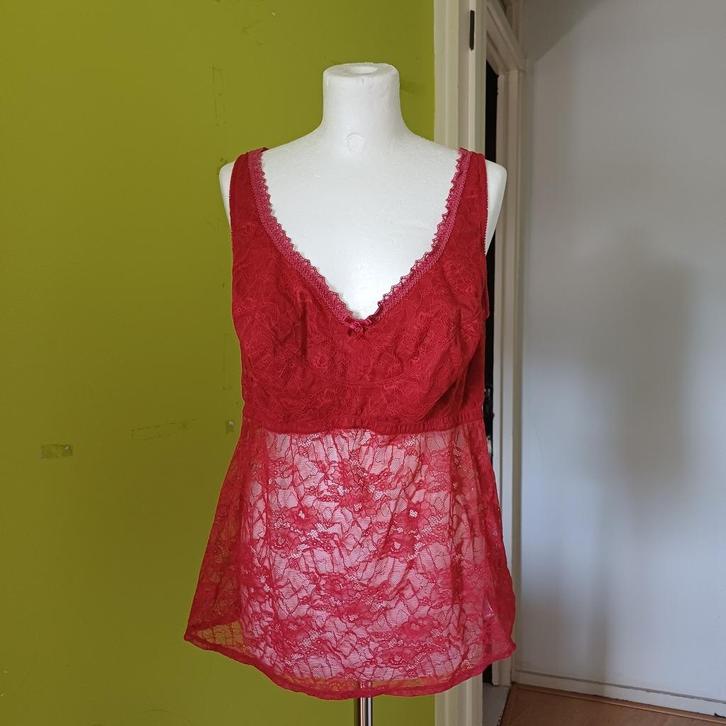 Rode babydoll/slipdress van Ulla Popken maat 50/52, Kleding | Dames, Grote Maten, Zo goed als nieuw, Lingerie of Zwemkleding, Rood