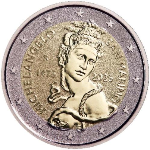 San Marino 2 euro 2025 REVERSE PROOF Michelangelo VVK, Postzegels en Munten, Munten | Europa | Euromunten, Setje, 2 euro, San Marino