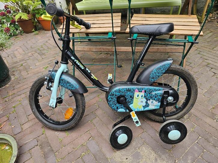 Btwin mini Monster kinderfiets 14 inch met zijwieltjes, Fietsen en Brommers, Fietsen | Kinderfietsjes, Gebruikt, Minder dan 16 inch