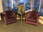 GRATIS 2 fauteuils, velvet, paars, Ophalen, Gebruikt, Stof
