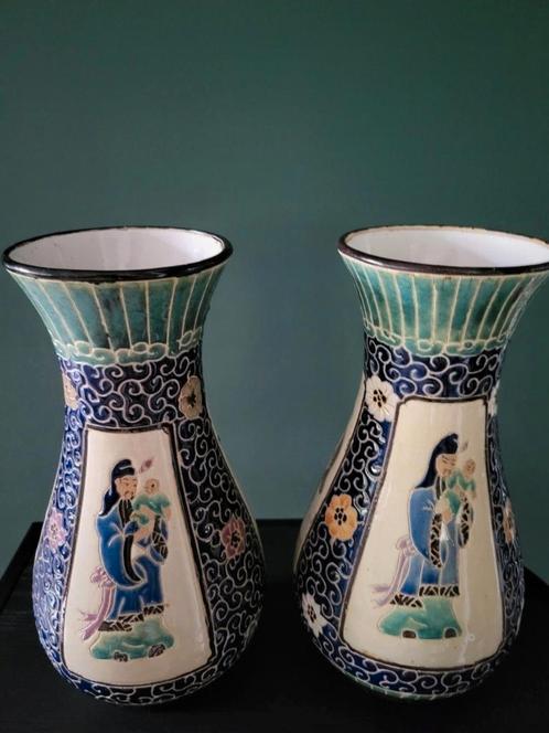 Set Minh Long vazen – handgemaakt Vietnamees keramiek, 30 cm, Antiek en Kunst, Antiek | Vazen, Ophalen of Verzenden