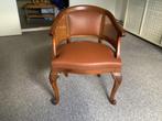 Stoel, hout met leren bekleding, Ophalen, Bruin, Hout, Eén