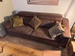 Bruine lederlook bank met kantelbare hoofdsteunen 230x100cm, Ophalen, Gebruikt, Tweepersoons, 75 tot 100 cm