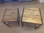 Set van 2 Bijzettafels Hout & Metaal, Huis en Inrichting, Tafels | Bijzettafels, Minder dan 45 cm, Minder dan 55 cm, Vierkant