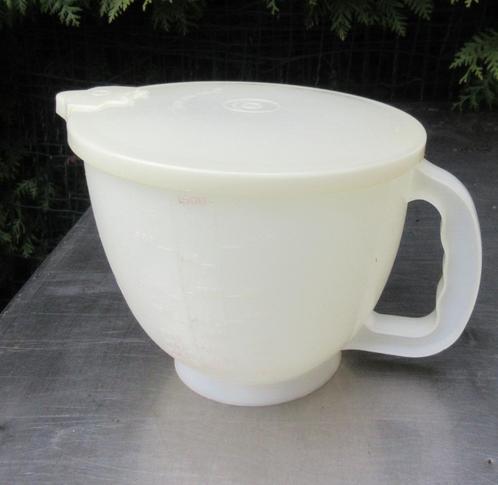 Tupperware beslagkom/maatbeker 2 liter retro wit met deksel, Huis en Inrichting, Keuken | Tupperware, Gebruikt, Bak of Kom, Wit