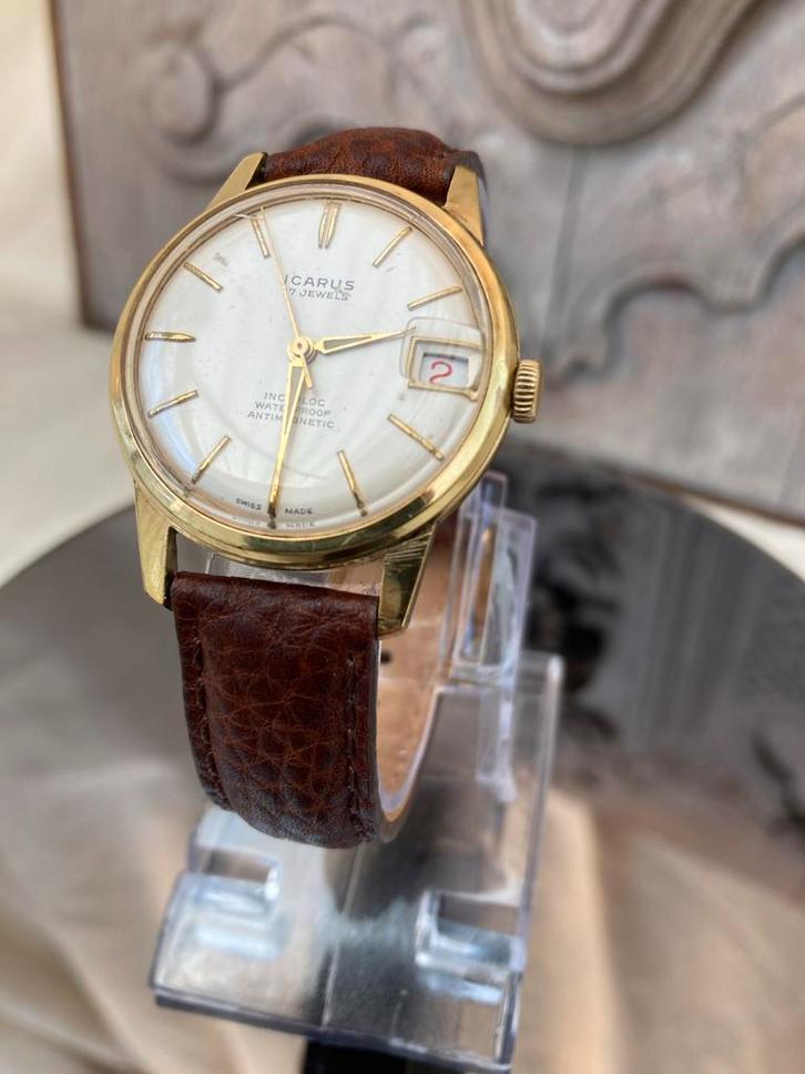 Icarus Verguld Mechanisch Polshorloge, Sieraden, Tassen en Uiterlijk, Horloges | Heren, Gebruikt, Polshorloge, Overige merken