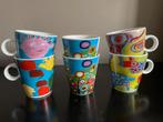 6 Schoonhoven keramiek kopjes met naïeve kunst, Keramiek, Ophalen of Verzenden, Zo goed als nieuw, Overige stijlen