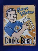 Metaal, wandbord, beer, bier, save water, drink beer, Nieuw, Ophalen of Verzenden
