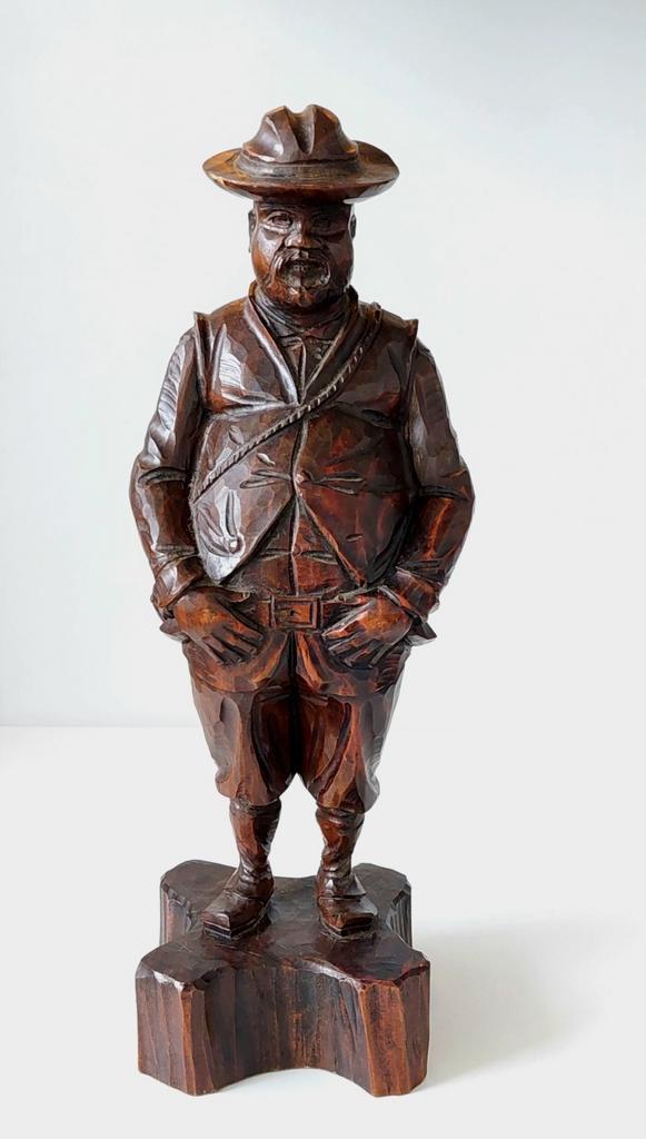 Vintage Houten Sculptuur Beeld Dikbuikige Man., Antiek en Kunst, Kunst | Beelden en Houtsnijwerken, Verzenden