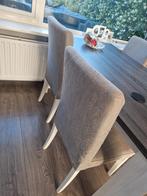 4 eetkamerstoelen beige grijs, Ophalen, Gebruikt