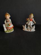 Vintage Porseleinen beeldjes Meisjes met gans en konijn, Ophalen of Verzenden, Zo goed als nieuw, Overige typen