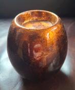 Glanzende waxinelichthouder keramiek oranje/goud/bruin/koper, Overige materialen, Overige kleuren, Ophalen of Verzenden, Zo goed als nieuw