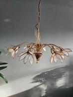 Vintage messing hanglamp met capiz schelpen kapjes, Huis en Inrichting, Ophalen, Gebruikt, 50 tot 75 cm, Vintage