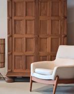 Antiek eiken paneelkast uit de 19e eeuw, Ophalen, Gebruikt, Eikenhout, 150 tot 200 cm